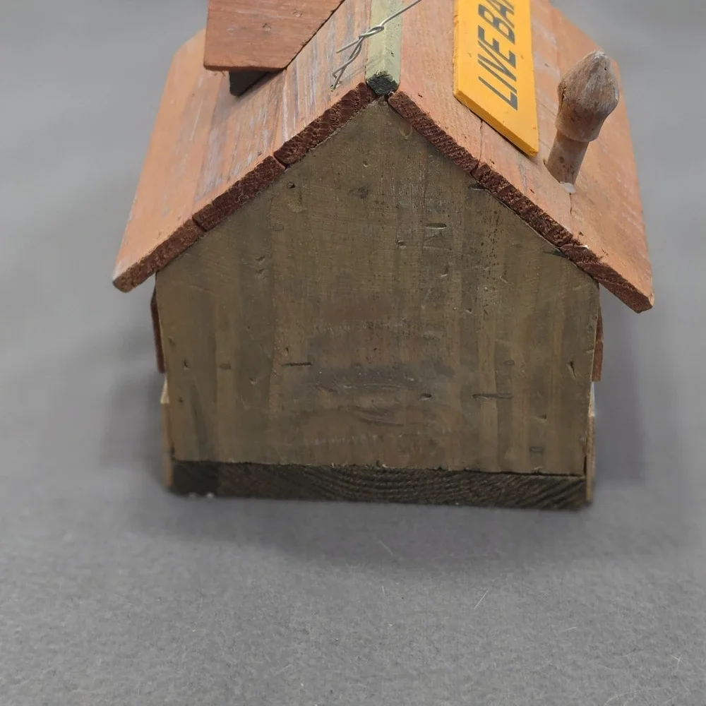 Vintage  Decorative Wooden Bird House Live Bait Shop Fishing Folk Art. J